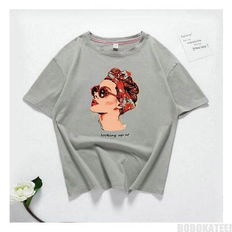 Grey Pop Art sketch Printed T-Shirts for Girls & Women's - Oshi.pk - Buy & Sell Online