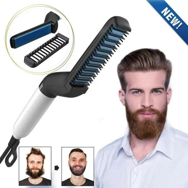 Hair & Beard Straightner Brush Hair Comb Brush Beard Straightener Hair Straighten Straightening Comb Hair Curler Quick Hair Styler For Men - Oshi.pk - Buy & Sell Online