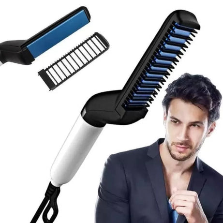 Hair & Beard Straightner Brush Hair Comb Brush Beard Straightener Hair Straighten Straightening Comb Hair Curler Quick Hair Styler For Men - Oshi.pk - Buy & Sell Online