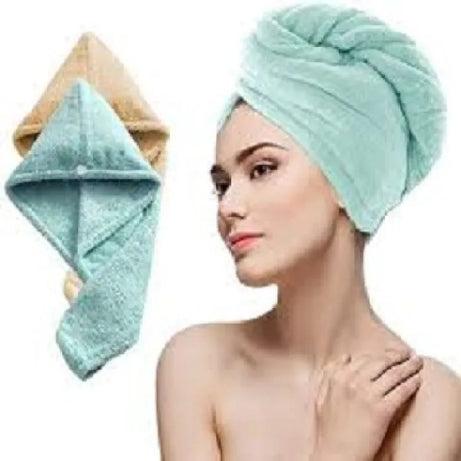 Hair Dryer Cap Towel Wrap Towel Quick Dry Cap Towel 100% Cotton Turban - Oshi.pk - Buy & Sell Online