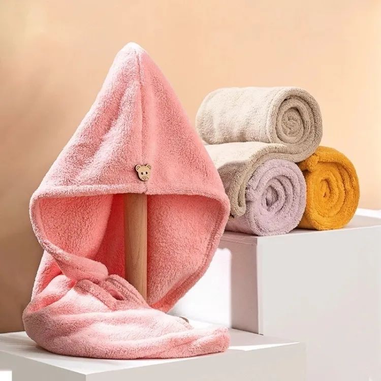 Hair Dryer Cap Towel Wrap Towel Quick Dry Cap Towel 100% Cotton Turban - Oshi.pk - Buy & Sell Online