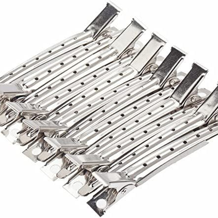 Hair Section Sectioning Clips 12 Strong Grip Hairdressing Anti Slip Styling Flat Stainless Steel Salon With Holes Portable Duck Bill Clamp Home Barber