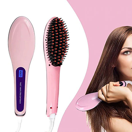 Hair straightener brush