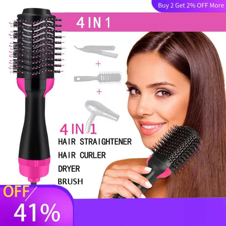 Hair Straightener Brush 4 In 1 Hot Air Comb Hair Straightener Comb Hairstyle Tools Curler Hairdryer Brush Electric Smoothing Or Curling Hair Styling S