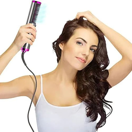 3 in 1 Hair Straightener Brush Round Hot Air Hair Dryer And Straightening Brush Fast Ceramic Heating With Anti Scald Feature Best Quality - Oshi.pk - Buy & Sell Online