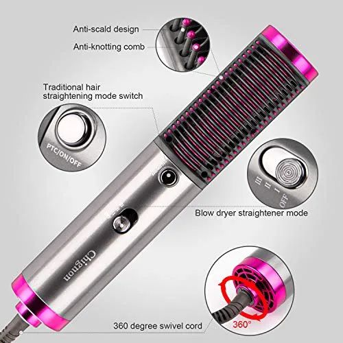 3 in 1 Hair Straightener Brush Round Hot Air Hair Dryer And Straightening Brush Fast Ceramic Heating With Anti Scald Feature Best Quality - Oshi.pk - Buy & Sell Online