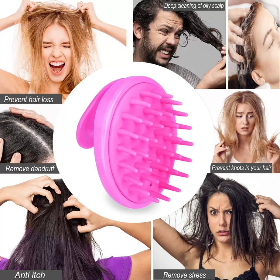 Hair Wash Brush Hair Scalp Massage Brush Silicone Head Anti Dandruff Shampoo Haircare Massager Comb