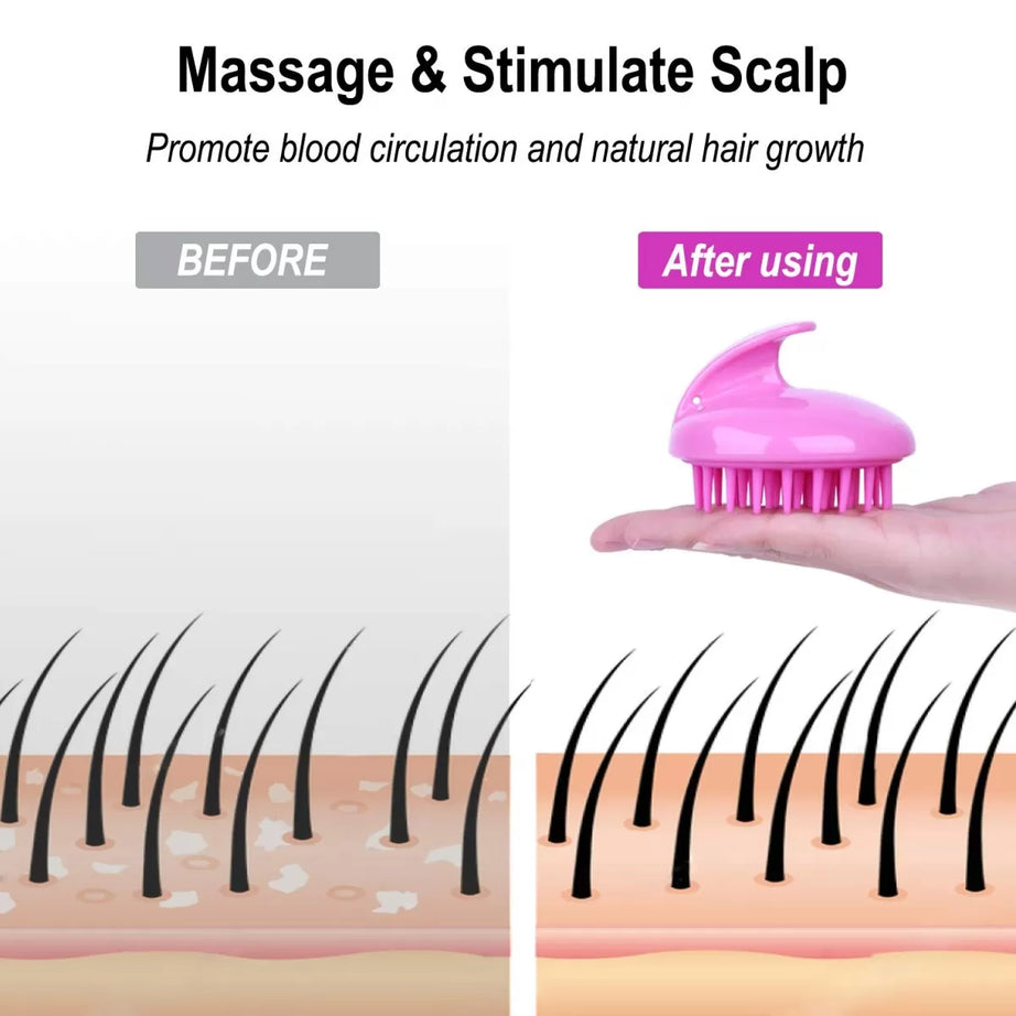 Hair Wash Brush Hair Scalp Massage Brush Silicone Head Anti Dandruff Shampoo Haircare Massager Comb