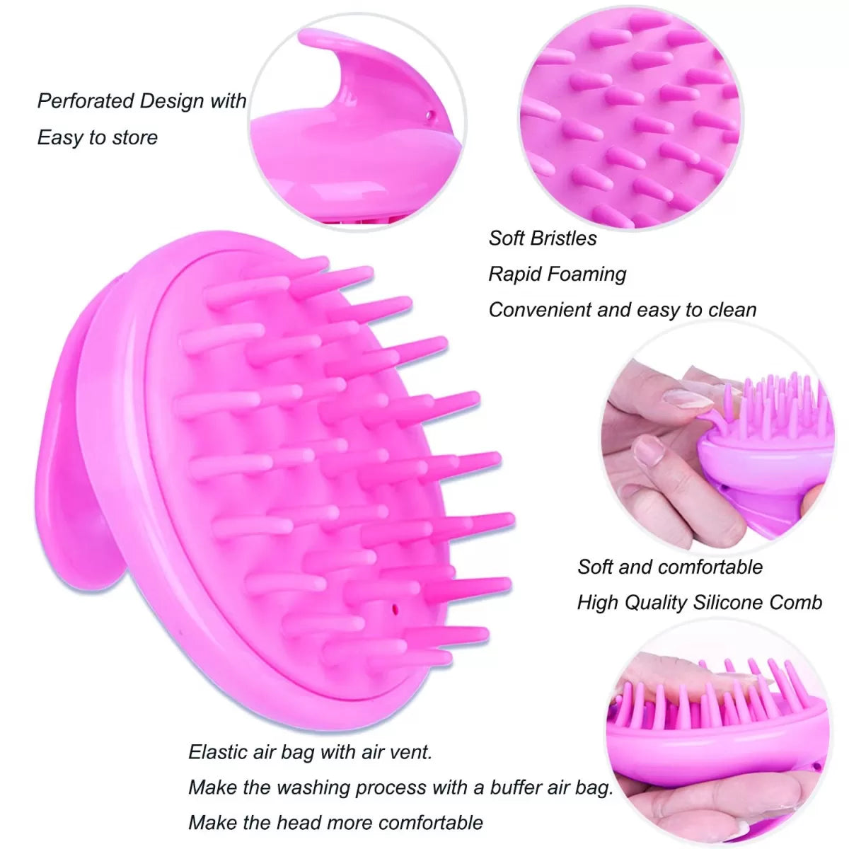 Hair Wash Brush Hair Scalp Massage Brush Silicone Head Anti Dandruff Shampoo Haircare Massager Comb