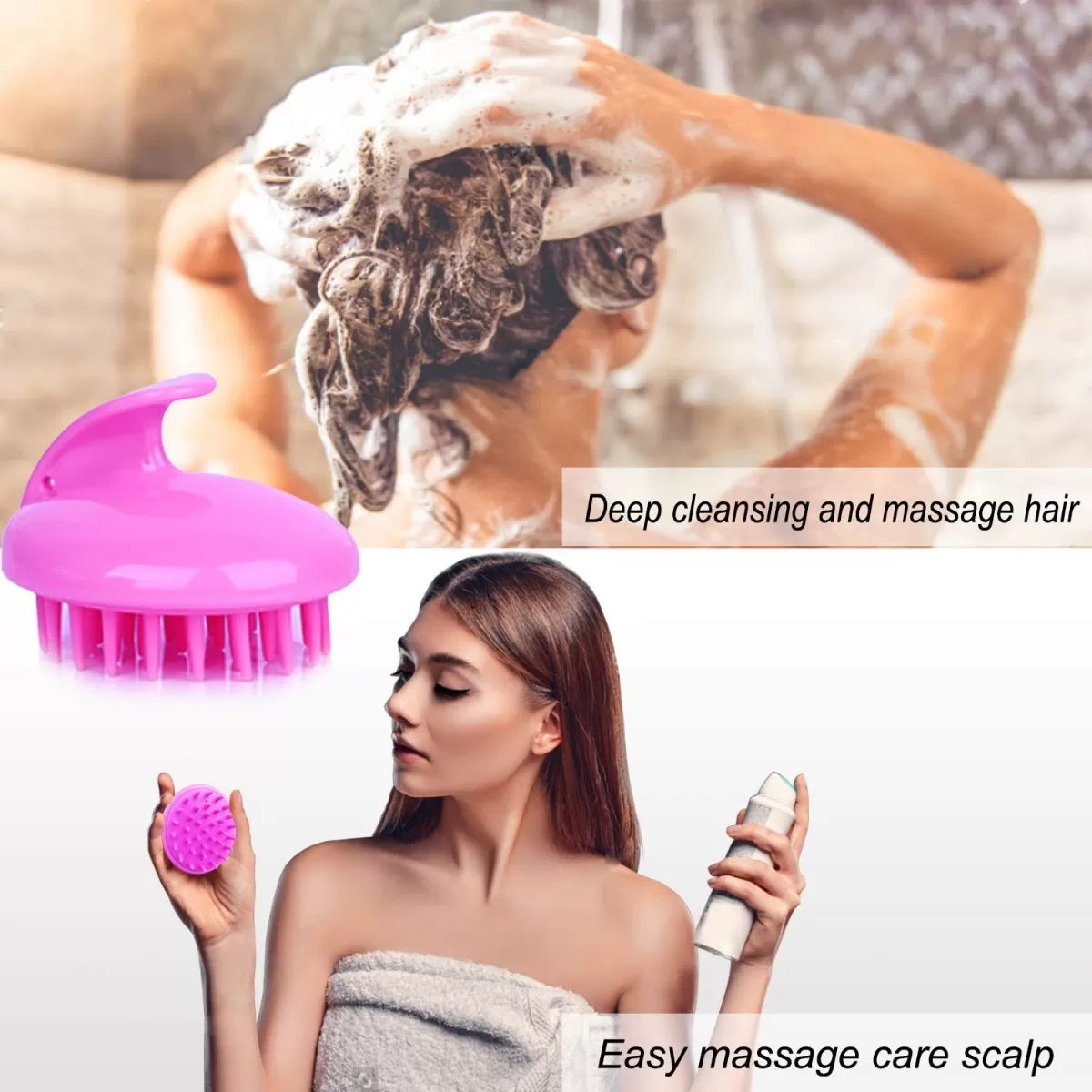 Hair Wash Brush Hair Scalp Massage Brush Silicone Head Anti Dandruff Shampoo Haircare Massager Comb