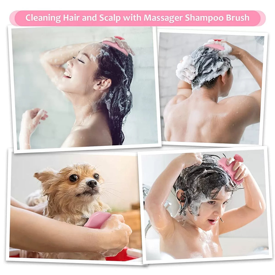 Hair Wash Brush Hair Scalp Massage Brush Silicone Head Anti Dandruff Shampoo Haircare Massager Comb