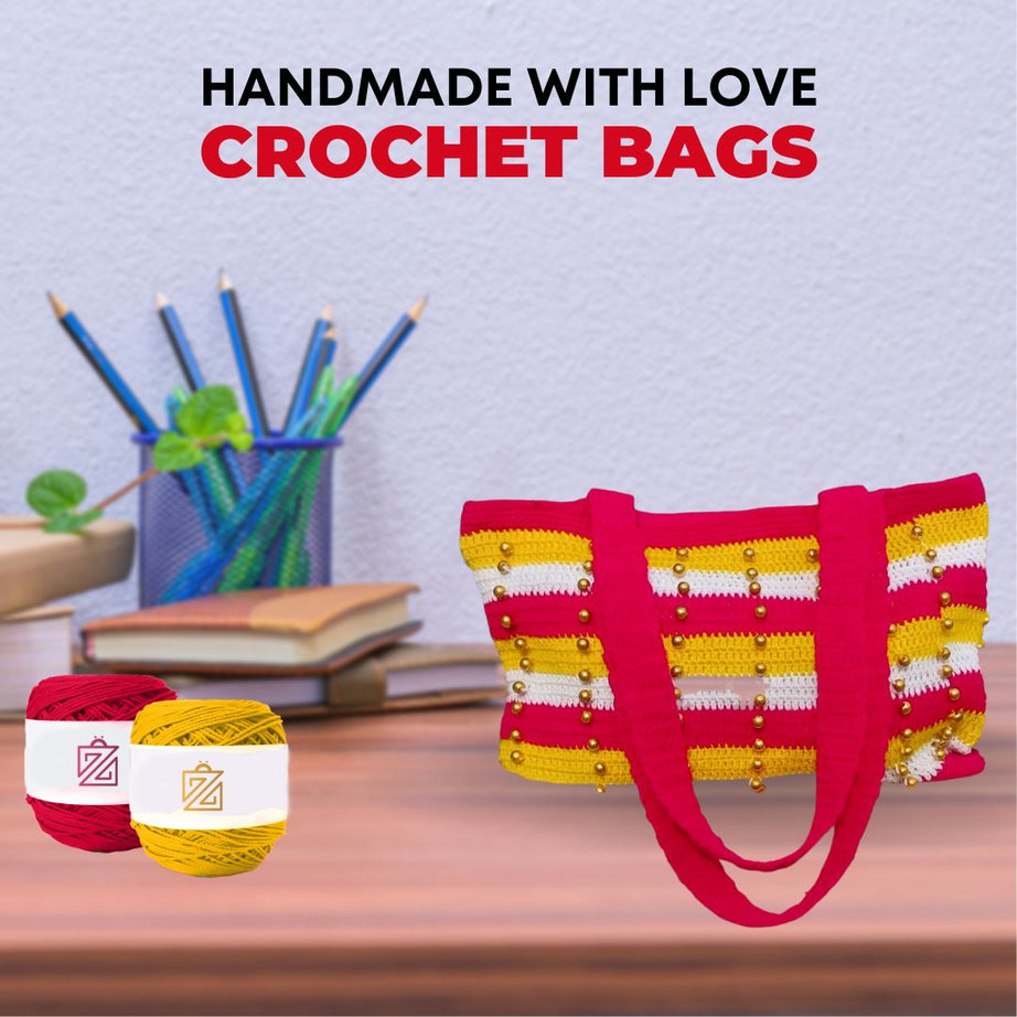 Handcrafted Crochet Bags Showcasing Artful Line Patterns : Fashionable Handmade Crochet Bags for Women - Oshi.pk - Buy & Sell Online