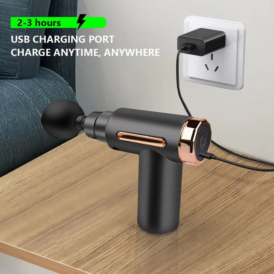 Handheld Massage Gun Deep Tissue Massager for Sore Muscle and Stiffness 5 Speed High-Intensity Vibration Quick Rechargeable Device Body Massager - Oshi.pk - Buy & Sell Online