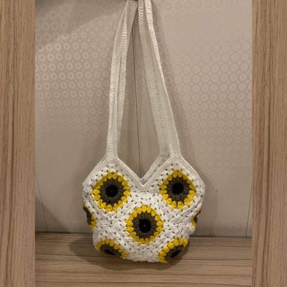 Handmade Crochet Bag For Women, Sunflower Granny Squares Handbag For Women, Ladies Crochet Handbag - Oshi.pk - Buy & Sell Online