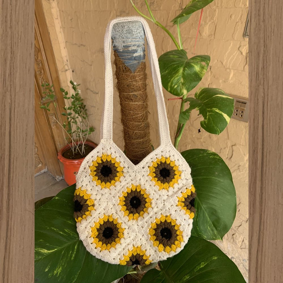 Handmade Crochet Bag For Women, Sunflower Granny Squares Handbag For Women, Ladies Crochet Handbag - Oshi.pk - Buy & Sell Online