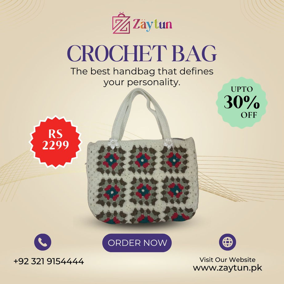 Handmade Crochet Bags for Women: Stylish and Unique Designs : Handmade Crochet Bags with Beautiful Flower Designs - Oshi.pk - Buy & Sell Online