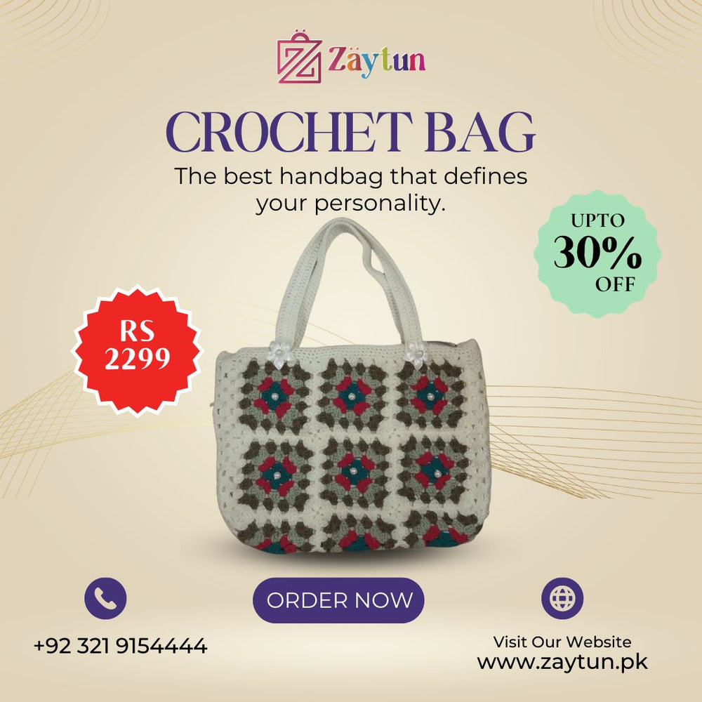 Handmade Crochet Bags for Women: Stylish and Unique Designs : Handmade Crochet Bags with Beautiful Flower Designs - Oshi.pk - Buy & Sell Online