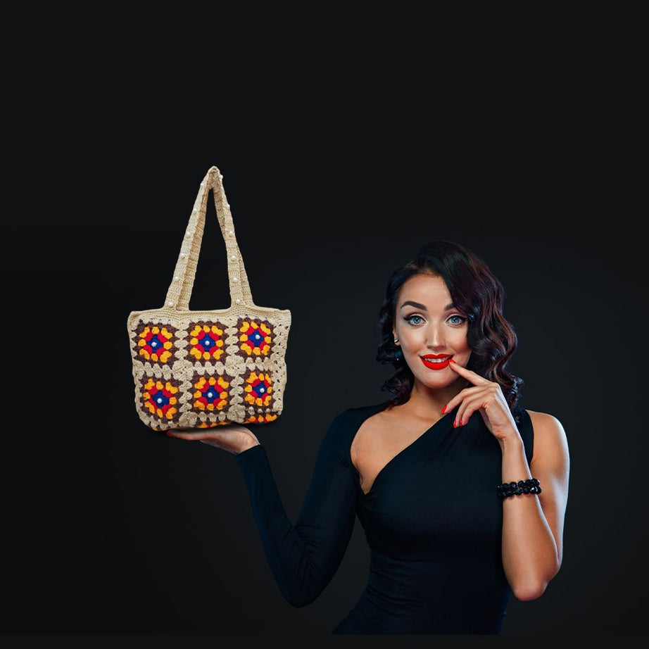 Handmade Granny Squar Crochet Bag for Ladiess: Stylish and Sustainable Bag - Floral Elegance Crochet Bags for women - Oshi.pk - Buy & Sell Online
