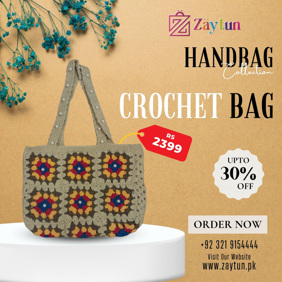 Handmade Granny Squar Crochet Bag for Ladiess: Stylish and Sustainable Bag - Floral Elegance Crochet Bags for women - Oshi.pk - Buy & Sell Online