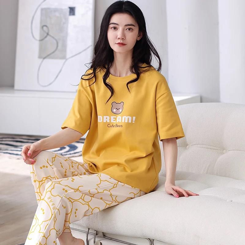 Yellow Cute Bear Printed Tshirt and Trouser For Her - Oshi.pk - Buy & Sell Online