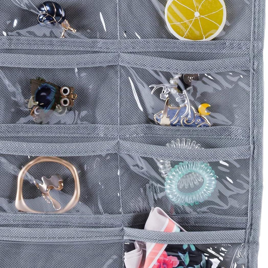 Pack of 2 - Hanging Jewelry Organizer, 28 Pocket Jewelry Chain Storage Bag Fabric Jewelry Organizer Holder for Necklace Bracelet Earring Ring Chain - Oshi.pk - Buy & Sell Online