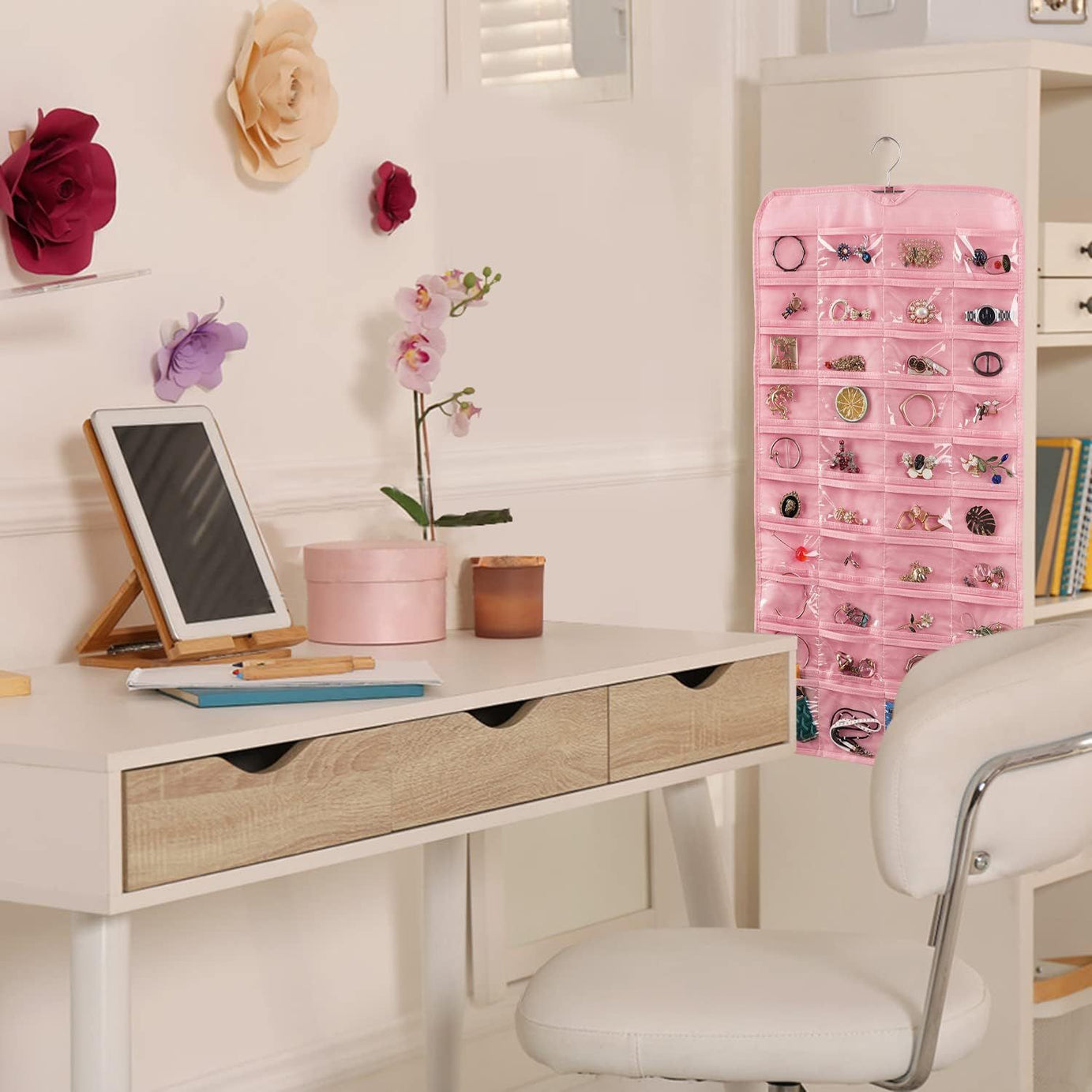 Pack of 2 - Hanging Jewelry Organizer, 28 Pocket Jewelry Chain Storage Bag Fabric Jewelry Organizer Holder for Necklace Bracelet Earring Ring Chain - Oshi.pk - Buy & Sell Online