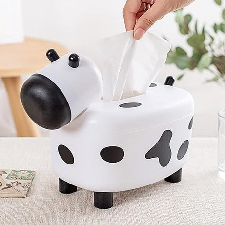 Happy Cow Tissue Box With Holder, Plastic Toothpicks Tissue Dispenser, Cartoon Cow Decorative Plastic Tissue Box, 2 in 1 Multifunctional Toothpick Hol - Oshi.pk - Buy & Sell Online