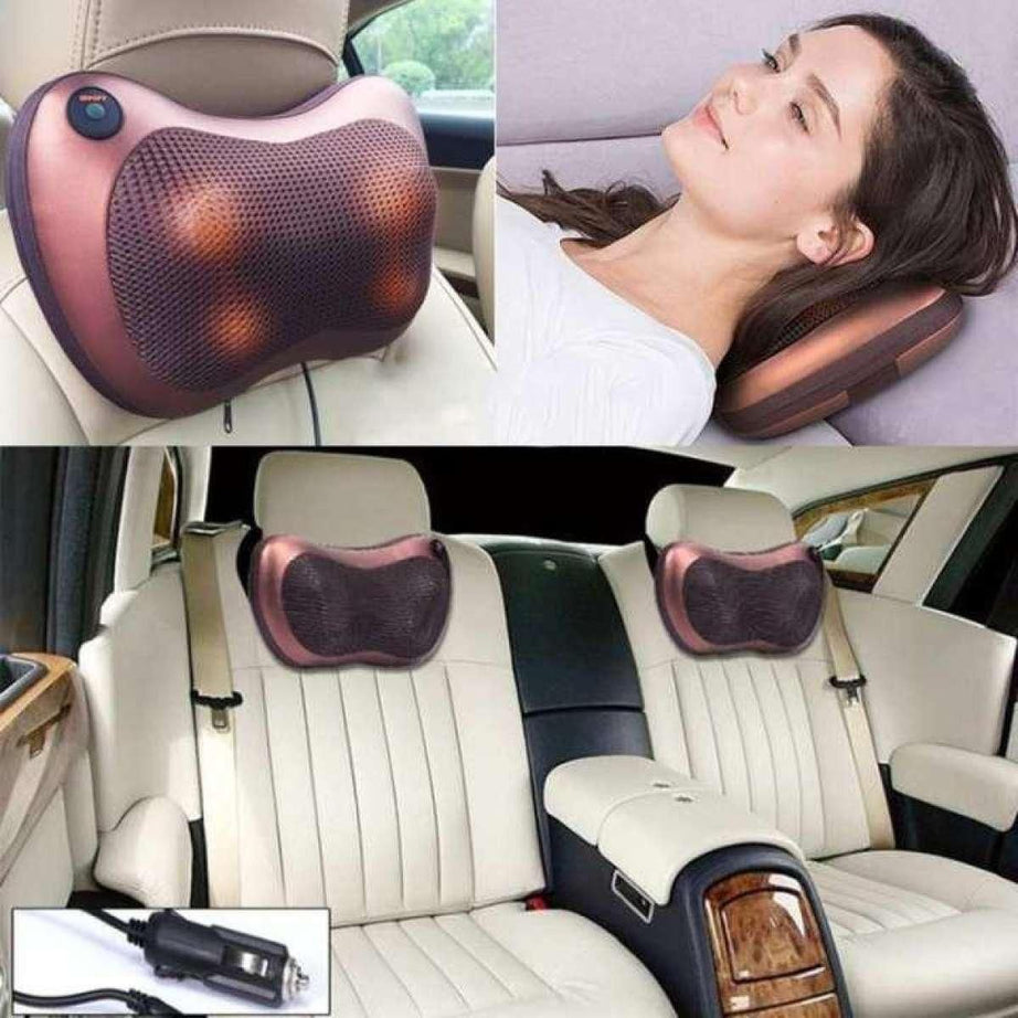 Head Neck Body Massage Pillow Heating Kneading Home Car Dual Use Body Cervical Lumbar Waist Leg Pain Relief Massager Health Care - Oshi.pk - Buy & Sell Online
