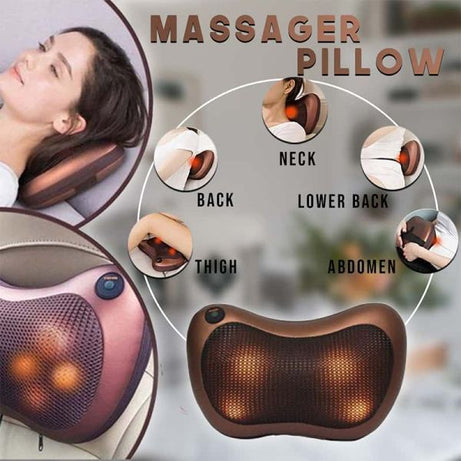 Head Neck Body Massage Pillow Heating Kneading Home Car Dual Use Body Cervical Lumbar Waist Leg Pain Relief Massager Health Care - Oshi.pk - Buy & Sell Online
