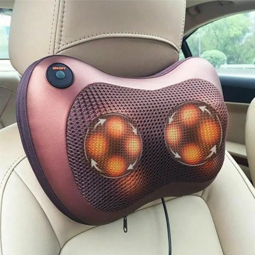 Head Neck Body Massage Pillow Heating Kneading Home Car Dual Use Body Cervical Lumbar Waist Leg Pain Relief Massager Health Care - Oshi.pk - Buy & Sell Online