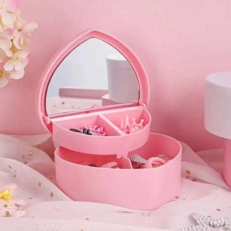 Heart Shape Cute Princess Jewellery Box for Baby Girls Makeup Box with Mirror for Girls - Oshi.pk - Buy & Sell Online