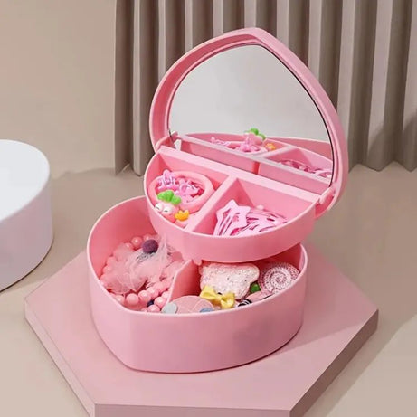 Heart Shape Cute Princess Jewellery Box for Baby Girls Makeup Box with Mirror for Girls - Oshi.pk - Buy & Sell Online
