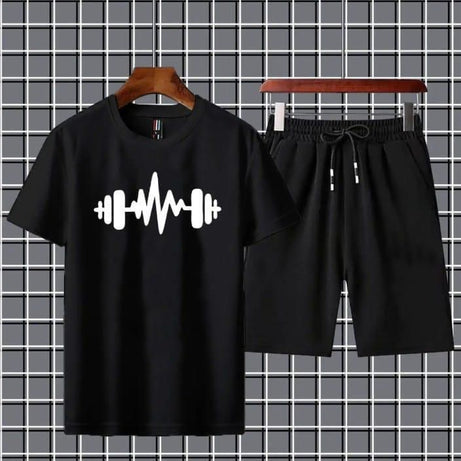 Heartbeat Dumble Printed logo Summer Tracksuit For Boys & Girls T-Shirt & Shorts Gym Sports Outdoor Gaming Tracksuit for Men_Boys-copy - Oshi.pk - Buy & Sell Online