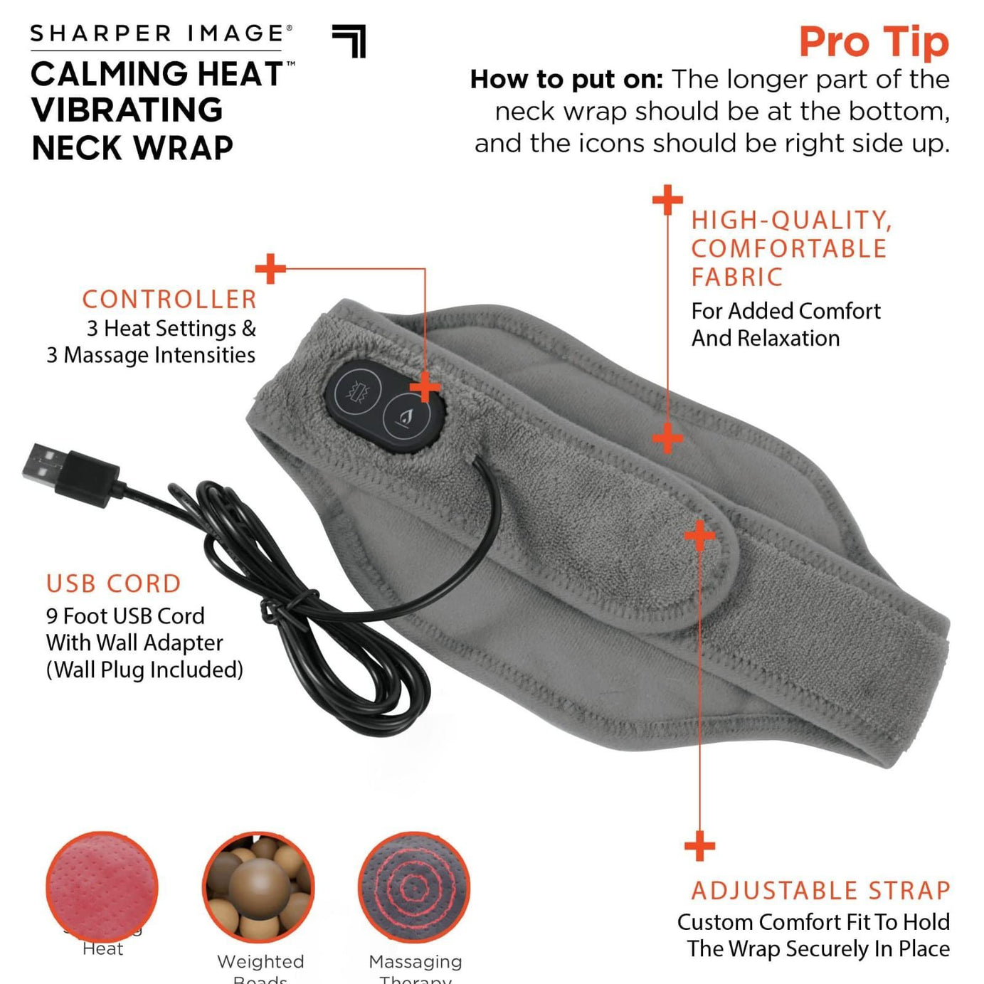 Heat Neck Wrap by Sharper Image Personal Electric Neck Heating Pad with Vibrations, 3 Heat & 3 Vibration Settings- 9 Relaxing Combinations - Oshi.pk - Buy & Sell Online