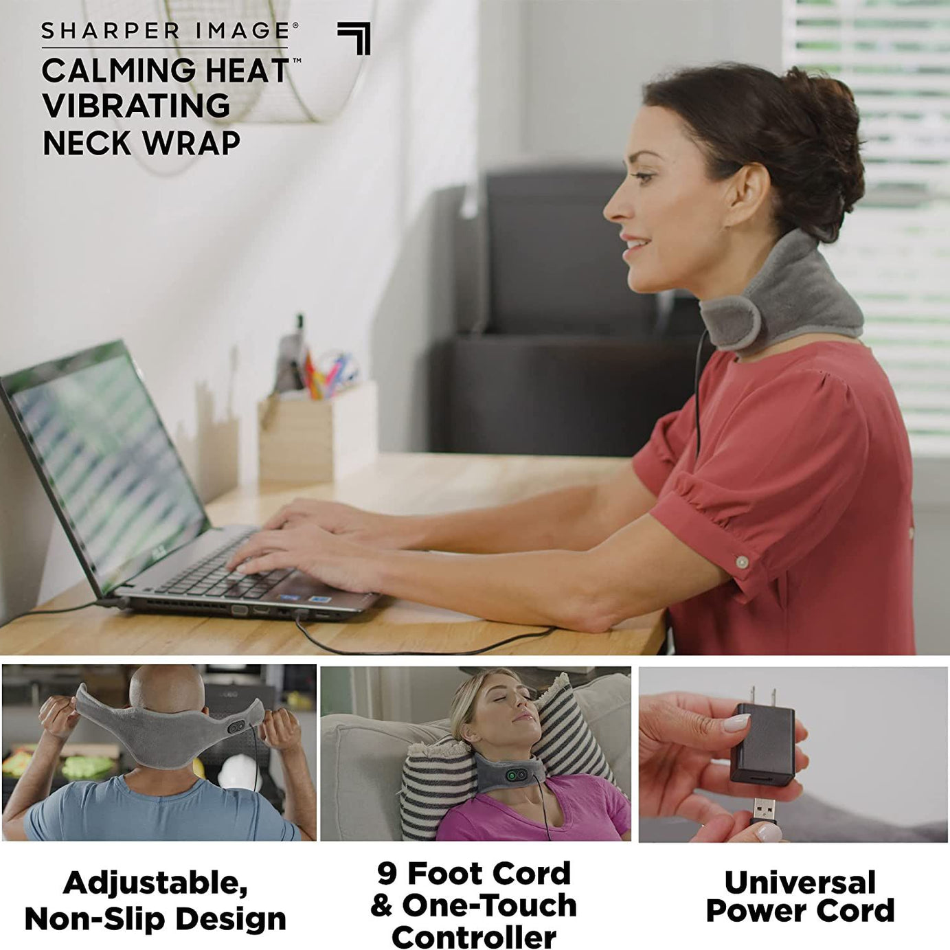 Heat Neck Wrap by Sharper Image Personal Electric Neck Heating Pad with Vibrations, 3 Heat & 3 Vibration Settings- 9 Relaxing Combinations - Oshi.pk - Buy & Sell Online