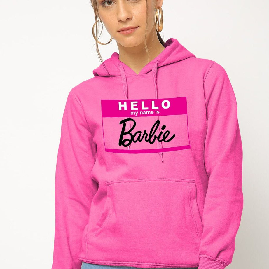 Hello Barbie My name Is Barbie Pullover Pink Hoodie For Women