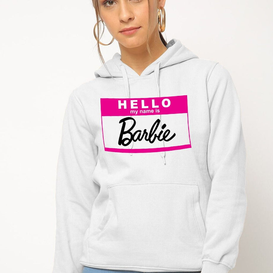 Hello Barbie My name Is Barbie White Pullover Hoodie For Women