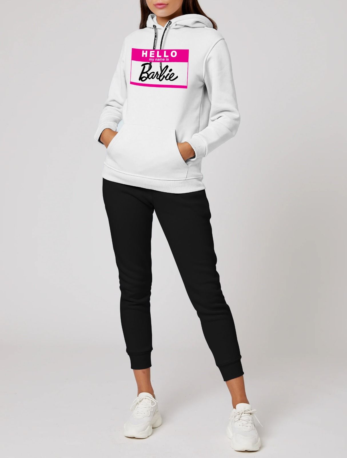 Hello My Name Is Barbie Printed Tracksuit With White Hoodie and Trouser For Women - Oshi.pk - Buy & Sell Online