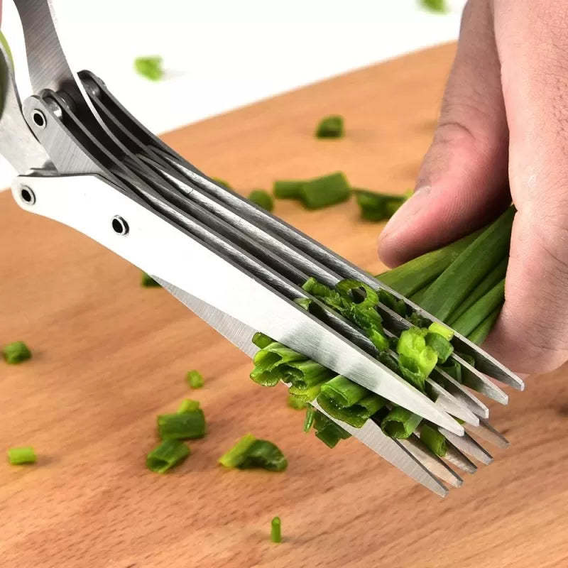 Herb Kitchen Scissors Set with 5 Blades Scissors Stainless Steel Kitchen Knives Ideal For Cutting Salad, Vegetables Basil Kitchen Gadget - Oshi.pk - Buy & Sell Online