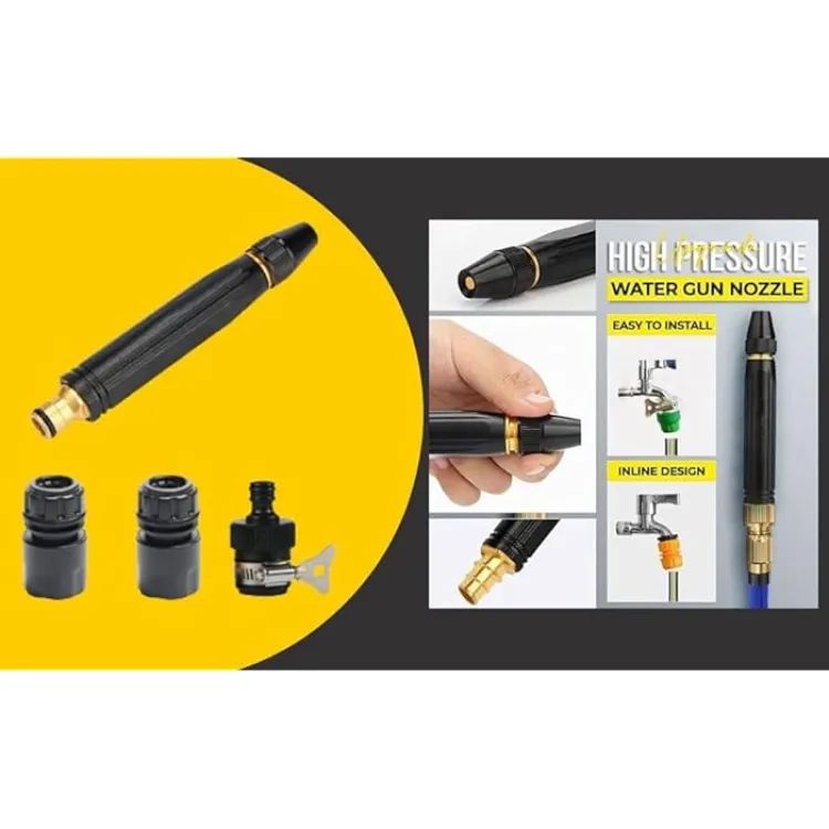 High Pressure Washing Water Gun,Nozzle Kit with 3 Pcs PVC Hose Quick Connector,Car & Garden Wash Water Gun - Oshi.pk - Buy & Sell Online