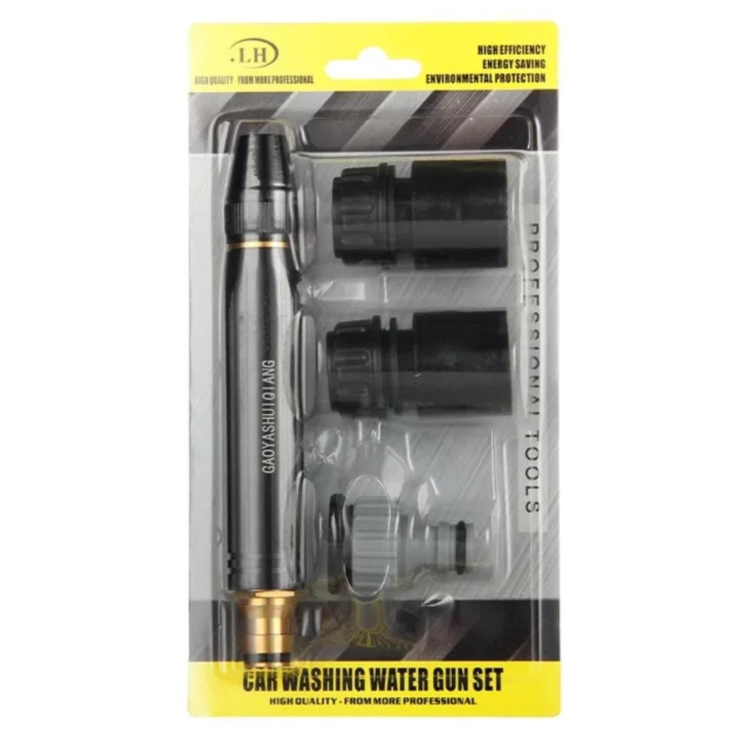 High Pressure Washing Water Gun,Nozzle Kit with 3 Pcs PVC Hose Quick Connector,Car & Garden Wash Water Gun - Oshi.pk - Buy & Sell Online