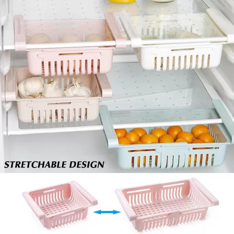High Quality Fridge Storage Rack, Multifunction Adjustable Pull-Out Space Layer Storage Holder Refrigerator Freezer Shelf Box Fridge Drawer 1PC - Oshi.pk - Buy & Sell Online