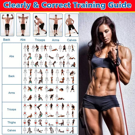 High Quality Portable Resistance Bands With Handles, Resistance Workout Bands Exercise Band Pull Rope Body Fitness Band Set 11 Pcs Set - Oshi.pk - Buy & Sell Online