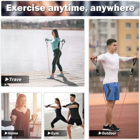 High Quality Portable Resistance Bands With Handles, Resistance Workout Bands Exercise Band Pull Rope Body Fitness Band Set 11 Pcs Set - Oshi.pk - Buy & Sell Online