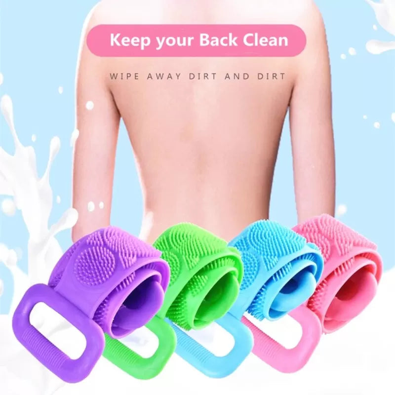 High Quality Silicone Bath Body Brush Soft Rubbing Exfoliating Massage For Shower Cleaning Bathroom Strap Belt Back Wash Clean Scrub Magic Skin Scrubb - Oshi.pk - Buy & Sell Online