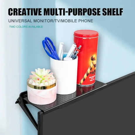 Home Office Storage Rack Adjustable TV Screen Top Shelf Holder Computer Monitor Desktop Screen Top Shelf Organizer Bracket - Oshi.pk - Buy & Sell Online