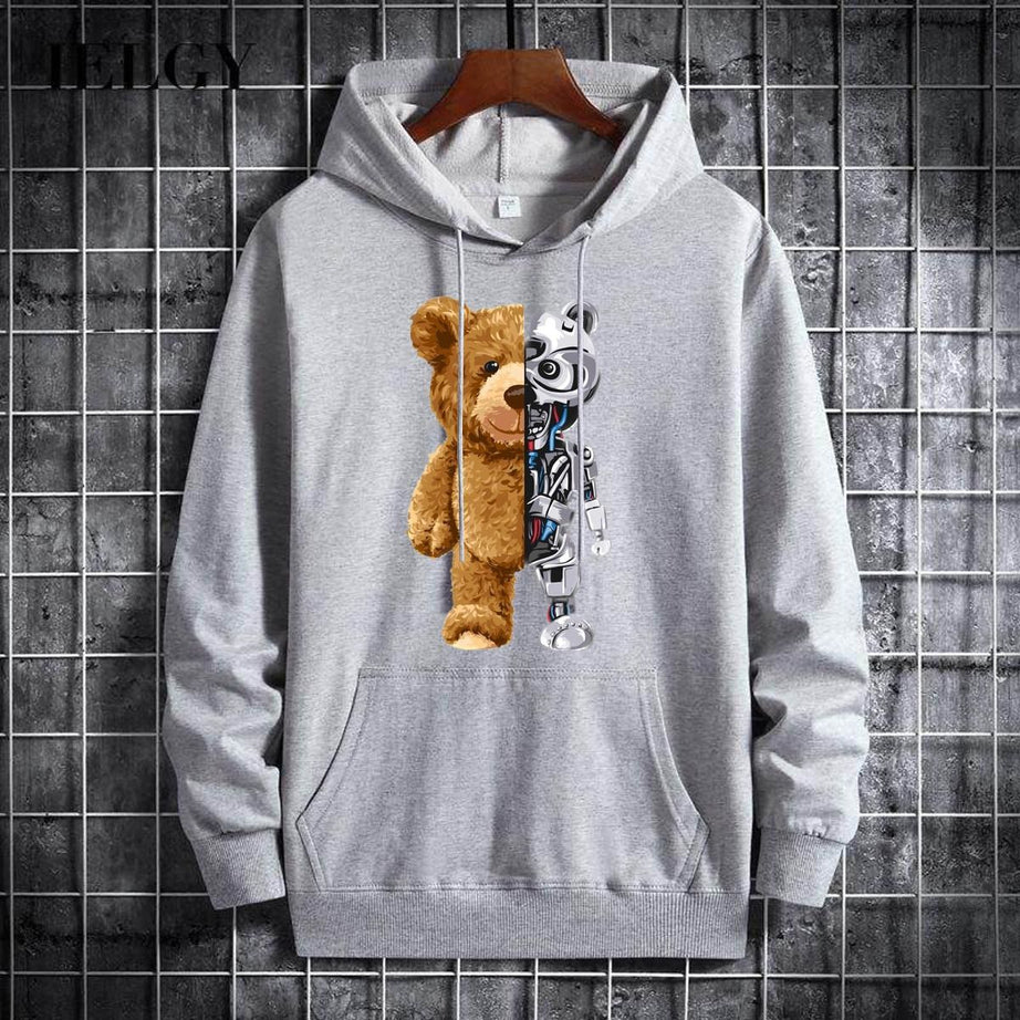 Rebort bear Hoodies For Men & Boy Printed Kangaroo Pocket Drawstring Pullovers Clothing Long Sleeves Export Quality Winter Wear - Oshi.pk - Buy & Sell Online