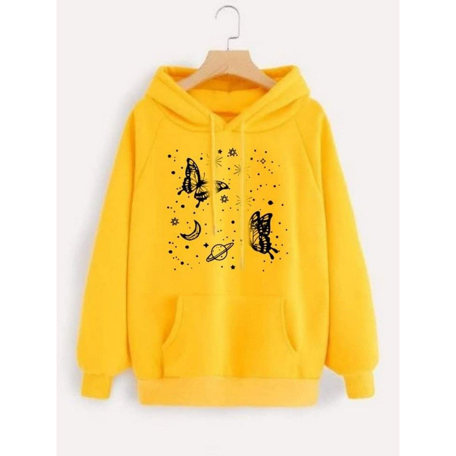 Hoodies For WOMEN & GIRL MOON STAR Printed Kangaroo Pocket Drawstring Pullovers Clothing Long Sleeves Export Quality Winter Wear- - Oshi.pk - Buy & Sell Online