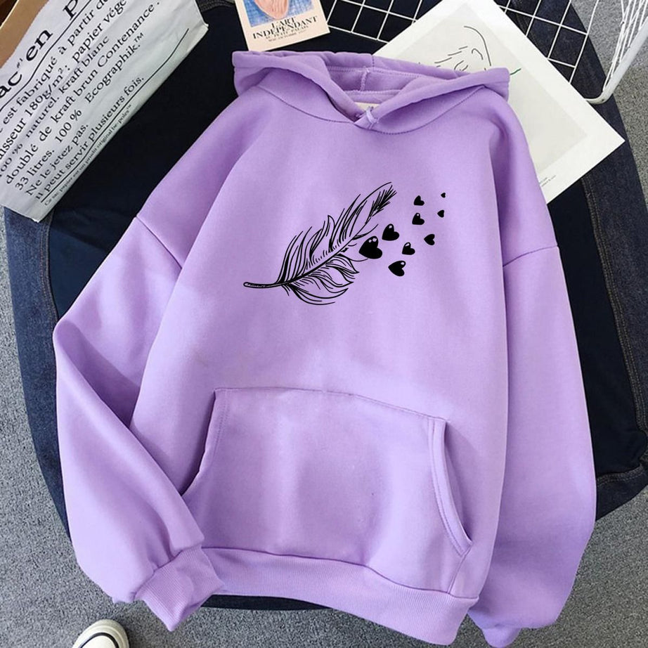 Hoodies For WOMEN & GIRL LEAF Printed Kangaroo Pocket Drawstring Pullovers Clothing Long Sleeves Export Quality Winter Wear - Oshi.pk - Buy & Sell Online