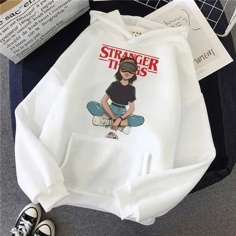 Hoodies For WOMEN & GIRL STRANGERTHING Printed Kangaroo Pocket Drawstring Pullovers Clothing Long Sleeves Export Quality Winter Wear - Oshi.pk - Buy & Sell Online